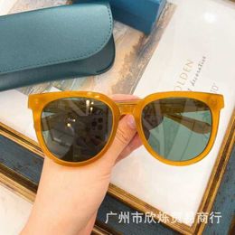 quality fashionable luxury designer sunglasses Kajia New Jelly Colour for Women Kirs * en Xu Hongdou Same Round Frame Plate High Quality Ins Sunglasses