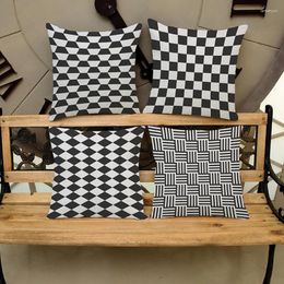 Pillow Black White Throw Pillows Geometric Polka Dot Check Grid Print Custom Decorative Pillowcase Covers Sofa Chair Home Decor