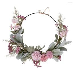 Decorative Flowers Rings Artificial Garland Scene Wreath Wedding Decor Realistic Flower Pendant Hanging Pink