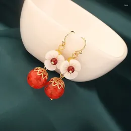 Dangle Earrings MYWINY 2024 Red Nature Stones Ethnic Shell Flower Vintage Fashion Jewelry For Women And Girl Gift