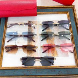 2024 Top designers Men's Luxury Designer Women's Sunglasses types of Personalised rimless cut edge ins net red women