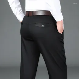 Men's Pants Bamboo Fibre Casual Spring Autumn Business Straight Loose Anti-wrinkle Trousers Male Suit