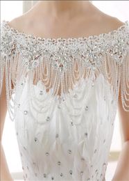 Sheer Beaded Crystal Cape Shawls Bling Wedding Wraps Bridal Jackets Real Picture Custom Made8504994