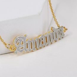 Anklets Custom Name Anklet Personalised Two Tone Old English Font Gold Plated Anklet Bracelet On The Leg Stainless Steel Foot Chain