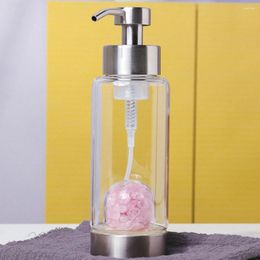 Liquid Soap Dispenser 1pc Large Capacity 400ml Natural Crystal Gravel Glass Bottle Hand Sanitizer Cosmetics Refill Push Type Lotion Shower