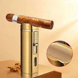 New Cigar Lighter Torch Metal Straight Jet Butane Lighter Smoking Accessories Cool Cigar Punch Men's Gifts
