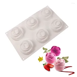 Baking Moulds 3D Silicone Rose Shape 6 Cavity Cake Mould Dessert Tools For Cakes Chocolates Pastry Kitchen Bakeware Supplies