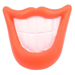 Dog Apparel Funny Pet Puppy Chew Sound Squeaky Giggle Big Smile Lips & Teeth Play Toy Red