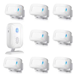 Detector Commercial Welcome Chime Wireless Home Security 8pcs Infrared Motion Sensor+1pc Alarm Bell Kit Door Entry Detector