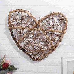 Decorative Flowers Garneck Heart Shaped Wreath Ring 30cm DIY Vine Rustic Christmas Hanging Decor Wedding Party Ornaments