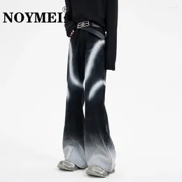 Men's Jeans NOYMEI Contrast Colour Patchwork Design Chic 2024 Spring Denim Wide Leg Pants Male High Street Boot-cut Jean Niche WA3990