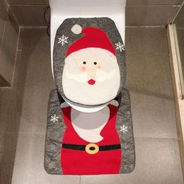 Toilet Seat Covers Christmas Bathroom Rug Festive Snowman Faceless Old Man Cover Set Non-slip Mat Decoration For Santa