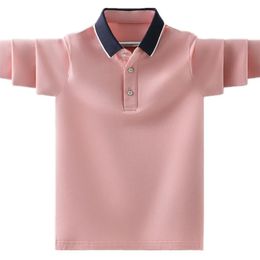 Boys School Uniform Polo Shirt Fashion Solid Design Kids Casual Long-Sleeve Tops For Childrens 4-15 Years Spring/Autumn Clothes 240319