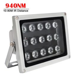 Accessories 940NM Invisible 15pcs Array LEDS IR Illuminator Infrared Lamp 80M IR Distance Waterproof Camera Night Vision CCTV Fill Light