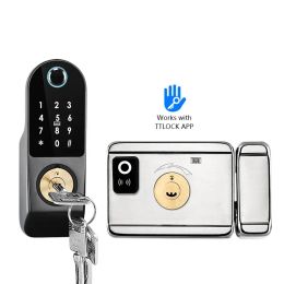 Lock Bluetooth TTLOCK Smart Fingerprint Lock Double Sides Waterproof Security Home Lock Digital Keypad RFID Keyless Entry Door Lock