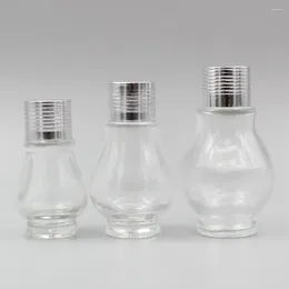 Storage Bottles Wholesale 20ml Hair Oil Glass Bottle With Silver And Gold Cap Lotion Refillable