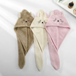 Towel Home Textile Cute Cartoon Embroidered Wrap Bath Cap Bathroom Coral Velvet Soft Absorbent Hair Gift