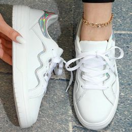 Casual Shoes Couples Leather Lace Up Sneakers Fashion Outdoor Comfortable Board Women Solid Colour Footwear