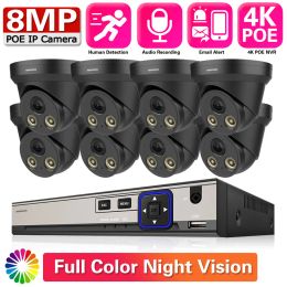 System 8CH 8MP Ultra HD NVR Video Security System 4K H.265+ Surveillance NVR 4K IP66 IPC CCTV Color Night Vision Dome Cameras Kits