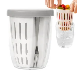 Storage Bottles Berry Keeper Reusable Fruit Salad Container With Fork Leakproof Food Case Removable Colander Sealed For