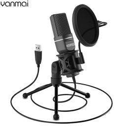 Monopods YANMAI USB Microphone Microfone Cardioid Condenser Mic SF777 with Pop Filter Tripod Stand for Streaming Laptop Desktop PC