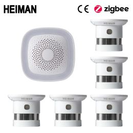Kits HEIMAN HA1.2 Zigbee Fire Alarm Wireless Security home System Smart Wifi gateway and Smoke detector sensor host DIY Kit