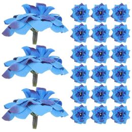 Decorative Flowers 50pcs Artificial Faux Silk Stapelia Flower Heads Party Decor (Blue)