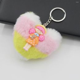 Keychains YLWHJJ Keychain For Women Love Warm Plush Multicolor Doll Girl Pendant Keyring Bag Car Key Chain Fashion Jewellery