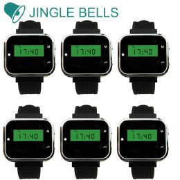 Accessories JINGLE BELLS 6 watch pager receiver wireless calling system for restaurant waiter calling system table call bell call button