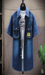 2021 Summer Men039S Denim ShortSleeved Shirt Korean Fashion Business Casual Double Pockets Cowboy Jacket Male HighEnd Brand T9381354