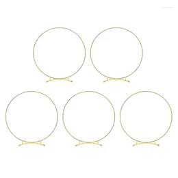 Decorative Flowers 5Pcs Metal Curved Base Floral Hoop Centerpiece Set For Table Gold Wreath Rings With Stands Kit Decorations