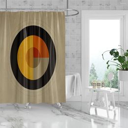 Shower Curtains 180x180cm Bathroom Waterproof Polyester Curtain Mould Resistant Perforated With Hooks Modern Brown Grey Colour Oval