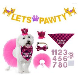 Dog Apparel Birthday Cute Pink Blue Theme Puppy Scarf For Party Essential Collar Skirt Glitter