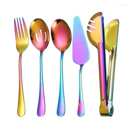 Flatware Sets 6pcs Gold Dinnerware Set Stainless Steel Black Knife Fork Spoon Teaspoon Cutlery Kitchen Silverware
