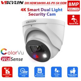 Cameras Vikylin Security IP Camera for Dahua IPCHDW3849HASPV S4 Tioc 8MP 4K Full Color POE IP67 Active Deterrence Dome WizSense CCTV