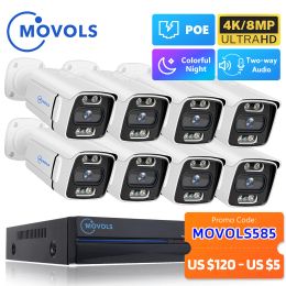 System MOVOLS 8CH 5MP 8MP POE Security Camera System Two Way Audio 8MP NVR Kit CCTV Outdoor IP Camera H.265 P2P Video Surveillance Set