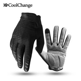 Gloves CoolChange Cycling Gloves Full Finger Bicycle Gloves Touch Screen Windproof Sports Man Woman Gloves Bike Sponge Shockproof Glove