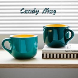 Mugs Large Capacity Thickened Heat-resistant Ceramic Breakfast Cup Oatmeal Juice Cow's Sour Milk Tea Household Pot BelliedCup