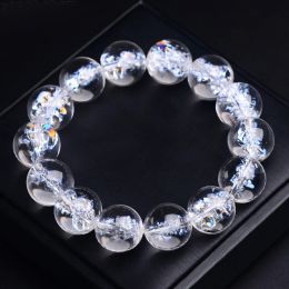 Strands Natural Himalaya Rock White Quartz Crystal Women Men Bracelet Himalayan Rock Clear Quartz Round Beads Pulseras 1016mm AAAAA