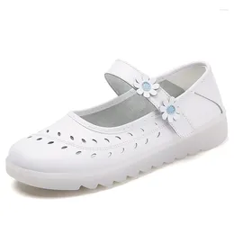Casual Shoes Mary Janes Leather Woman White Flats Slip On Lolita Soft Kawaii Girls Spring Summer Zapatillas