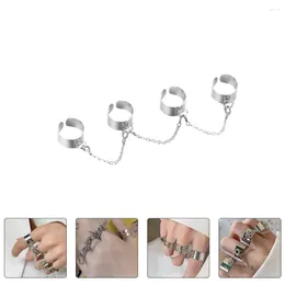 Cluster Rings Chain Combination Ring Anillo De Decor Creative Jewellery Alloy Punk Style Open
