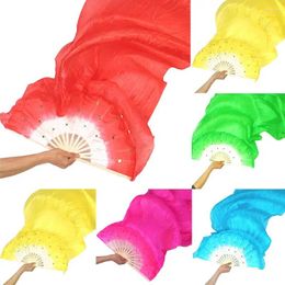 Decorative Figurines 150cm Kid Women Belly Dancing Fan Dancer Practice Long Imitation Silk Bamboo Fans Dance Switch Willowy