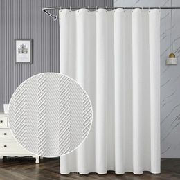 Shower Curtains White Fabric Curtain Waterproof With 12 Hooks Geometric Printed Thick Solid Bath For Bathroom Bathtub Room Decor