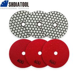 SHDIATOOL 6pcs Diamond Dry Polishing Pad 4/100mm Grit #400 Granite Marble Ceramic Flexible Sanding Disc Stone Polisher Disc 240321