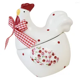 Dinnerware Sets Rooster Cookie Jar Ceramic Condiment Easter Chicken Candy Decorative Seasoning Box Tea Canister Sugar Bowl Lid