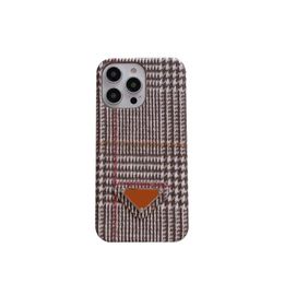 Chidori Plaid Textured Luxury Phone Case For Iphone 13 12 14 11 Pro Max Xr X Xs Max 8 7 Plus 12Pro Classic Triangle Logo Cover