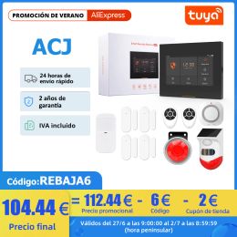 Kits ACJ H501 Alarm System Kits for Home Burglar Security 433MHz WiFi GSM Alarm Wireless Tuya SmartLife Alexa App Control Door Sensor