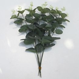 Decorative Flowers 10 Pcs Green Artificial Eucalyptus Leaves 30.7cm Plastic Metal Branch Bouquets Flower Arrangements Table Centrepieces