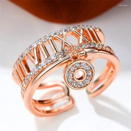 Wedding Rings Cute Female Small Round Adjustable Open Ring Rose Gold Color Engagement Jewelry For Women