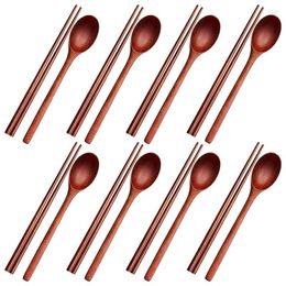 Dinnerware Sets JFBL 16Pcs Long Handle Wooden Spoon And Chopsticks Set Flatware Reusable Tableware Combination Utensils For Eating